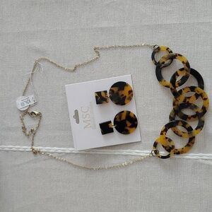 Earrings & Necklace Set By Mainstreet Collection‎ NWT Animal Print Round/Round
